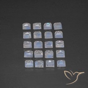 Rainbow Moonstone Gemstones in 3 x 3 mm (calibrated) Size for Sale, Rainbow Moonstone Stones in Bluish White Color