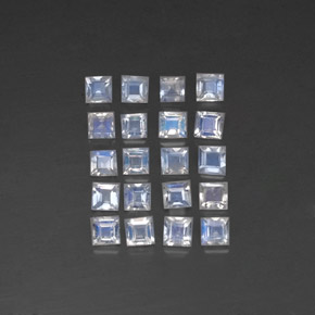 0.1ct Square Facet Blue White Rainbow Moonstone Gem for sale 0.1ct Square Facet Blue White Rainbow Moonstone Gem (ID: 315569)