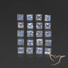 2.76ctw Natural Bluish White Rainbow Moonstone, Square, Transparent