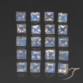 2.76 ctw White Rainbow Moonstone Stones, Natural Rainbow Moonstone in Princess-Cut Shape for Sale