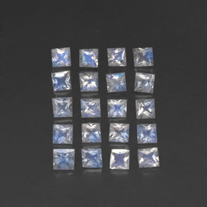 2.80 ct White Rainbow Moonstone Gemstone, Rainbow Moonstone Gem in Princess-Cut Shape for Sale.