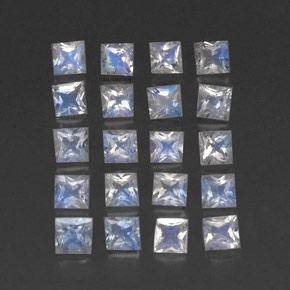 2.80 ct White Rainbow Moonstone Stone, Natural Rainbow Moonstone in Princess-Cut Shape for Sale