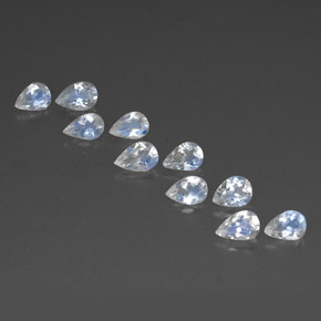 3.16 ct White Rainbow Moonstone Gemstone, Rainbow Moonstone Gem in Pear Facet Shape for Sale.