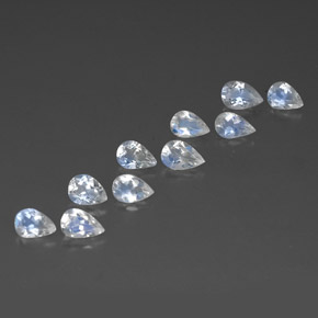 3.16 ct White Rainbow Moonstone Stone, Natural Rainbow Moonstone in Pear Facet Shape for Sale