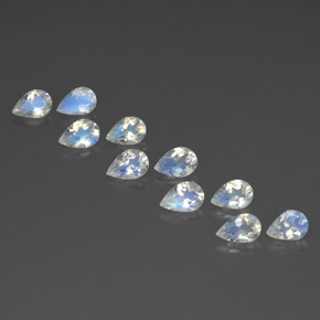 3.41 ct White Rainbow Moonstone Gemstone, Rainbow Moonstone Gem in Pear Facet Shape for Sale.