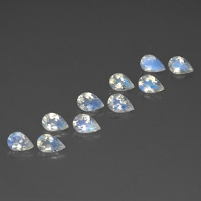 3.41 ct White Rainbow Moonstone Stone, Natural Rainbow Moonstone in Pear Facet Shape for Sale