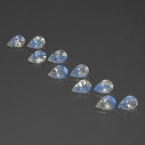 3.51 ct White Rainbow Moonstone Gemstone, Rainbow Moonstone Gem in Pear Facet Shape for Sale.