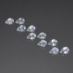 3.51 ct White Rainbow Moonstone Gemstone, Rainbow Moonstone Gem in Pear Facet Shape for Sale.
