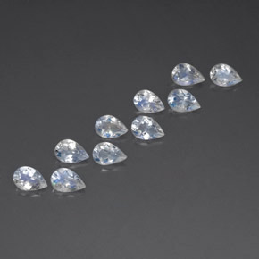 3.51 ct White Rainbow Moonstone Stone, Natural Rainbow Moonstone in Pear Facet Shape for Sale
