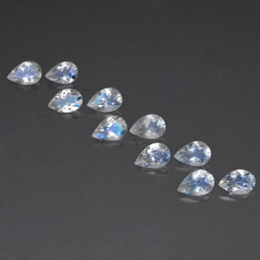 3.31 ct White Rainbow Moonstone Gemstone, Rainbow Moonstone Gem in Pear Facet Shape for Sale.