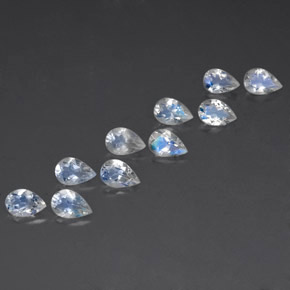3.31 ct White Rainbow Moonstone Stone, Natural Rainbow Moonstone in Pear Facet Shape for Sale