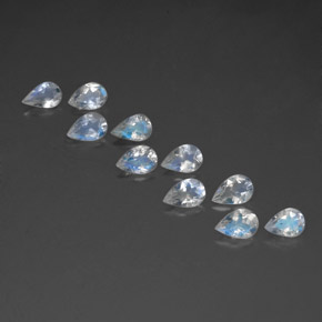 3.22 ct White Rainbow Moonstone Gemstone, Rainbow Moonstone Gem in Pear Facet Shape for Sale.