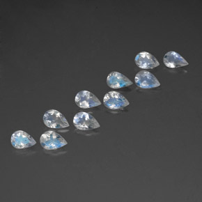 3.22 ct White Rainbow Moonstone Stone, Natural Rainbow Moonstone in Pear Facet Shape for Sale