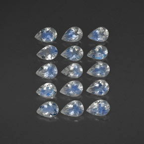 4.87 ct White Rainbow Moonstone Gemstone, Rainbow Moonstone Gem in Pear Facet Shape for Sale.