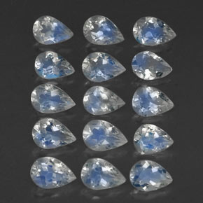 4.87 ct White Rainbow Moonstone Stone, Natural Rainbow Moonstone in Pear Facet Shape for Sale