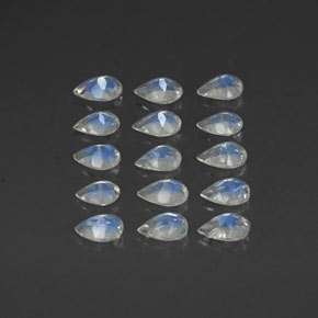 Rainbow Moonstone Gemstone in 6 x 4 mm (calibrated) Size for Sale, Rainbow Moonstone Stone in Blue White Color