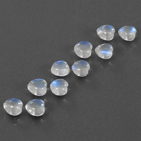 2.46 ct White Rainbow Moonstone Stone, Natural Rainbow Moonstone in Heart Cabochon Shape for Sale