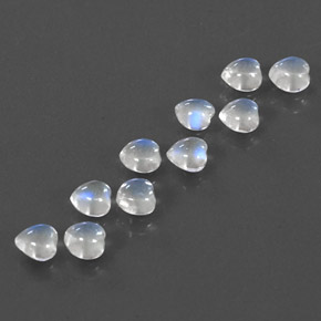 2.48 ct White Rainbow Moonstone Stone, Natural Rainbow Moonstone in Heart Cabochon Shape for Sale