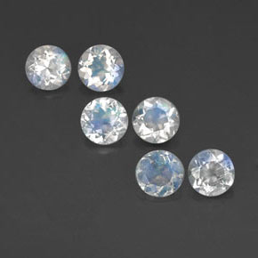 2.26 ct White Rainbow Moonstone Gemstone, Rainbow Moonstone Gem in Round Facet Shape for Sale.