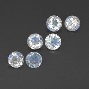 2.26 ct White Rainbow Moonstone Stone, Natural Rainbow Moonstone in Round Facet Shape for Sale