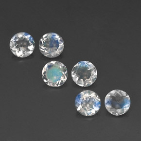 2.20 ct White Rainbow Moonstone Gemstone, Rainbow Moonstone Gem in Round Facet Shape for Sale.