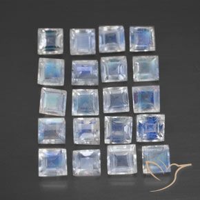 2.84ctw Natural Bluish White Rainbow Moonstone, Square, Transparent