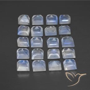 Rainbow Moonstone Gemstones in 3 x 3 mm (calibrated) Size for Sale, Rainbow Moonstone Stones in Bluish White Color