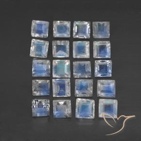 3.03ctw Natural Bluish White Rainbow Moonstone, Square, Transparent