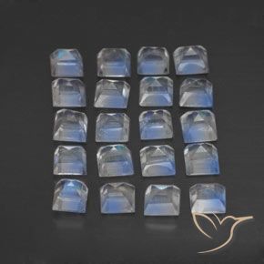 Rainbow Moonstone Gemstones in 3 x 3 mm (calibrated) Size for Sale, Rainbow Moonstone Stones in Bluish White Color