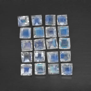 Bluish White Rainbow Moonstone Gem - 0.1ct Square Facet (ID: 333701)
