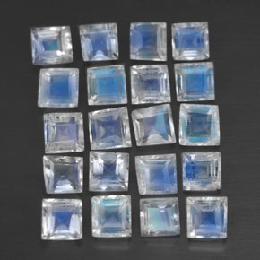 2.61 ctw White Rainbow Moonstone Stones, Natural Rainbow Moonstone in Square Facet Shape for Sale