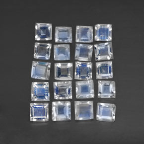 2.29 ct White Rainbow Moonstone Gemstone, Rainbow Moonstone Gem in Square Facet Shape for Sale.