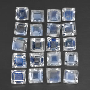 2.29 ct White Rainbow Moonstone Stone, Natural Rainbow Moonstone in Square Facet Shape for Sale