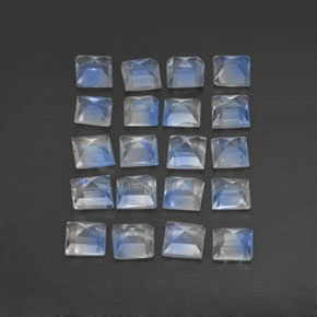 Rainbow Moonstone Gemstone in 3 x 3 mm Size for Sale, Rainbow Moonstone Stone in Blue White Color