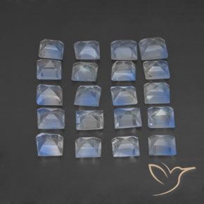 Rainbow Moonstone Gemstones in 3 x 3 mm (calibrated) Size for Sale, Rainbow Moonstone Stones in Bluish White Color