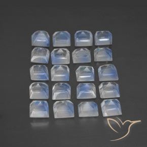 Rainbow Moonstone Gemstones in 3 x 2.8 mm Size for Sale, Rainbow Moonstone Stones in Bluish White Color