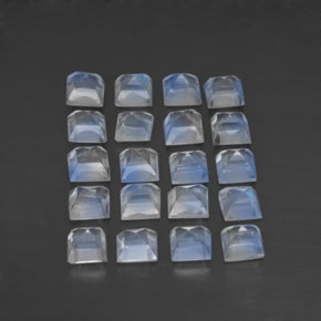 Rainbow Moonstone Gemstones in 3 x 3 mm (calibrated) Size for Sale, Rainbow Moonstone Stones in Bluish White Color