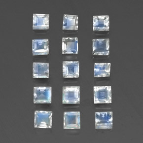 1.94 ctw White Rainbow Moonstone Stones, Natural Rainbow Moonstone in Square Step-Cut Shape for Sale