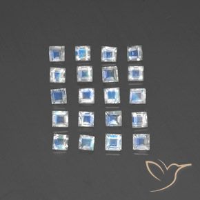 2.85ctw Natural Bluish White Rainbow Moonstone, Square, Transparent