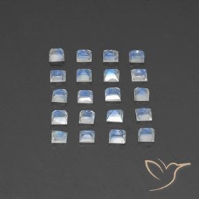 Rainbow Moonstone Gemstones in 3 x 3 mm (calibrated) Size for Sale, Rainbow Moonstone Stones in Bluish White Color