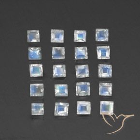 3.01ctw Natural Bluish White Rainbow Moonstone, Square, Transparent