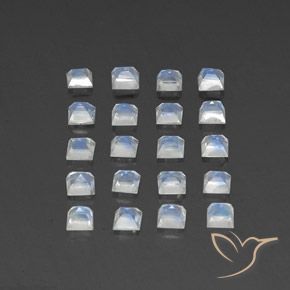 Rainbow Moonstone Gemstones in 3 x 3 mm (calibrated) Size for Sale, Rainbow Moonstone Stones in Bluish White Color