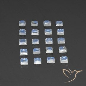 Rainbow Moonstone Gemstones in 3 x 3 mm (calibrated) Size for Sale, Rainbow Moonstone Stones in Bluish White Color