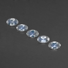 0.91 ct White Rainbow Moonstone Gemstone, Rainbow Moonstone Gem in Oval Facet Shape for Sale.