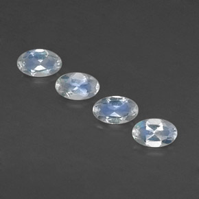 0.81 ct White Rainbow Moonstone Gemstone, Rainbow Moonstone Gem in Oval Facet Shape for Sale.