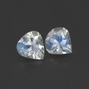 0.80 ct White Rainbow Moonstone Gemstone, Rainbow Moonstone Gem in Pear Facet Shape for Sale.