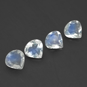 1.10 ct White Rainbow Moonstone Gemstone, Rainbow Moonstone Gem in Pear Facet Shape for Sale.
