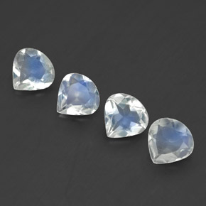 1.10 ct White Rainbow Moonstone Stone, Natural Rainbow Moonstone in Pear Facet Shape for Sale