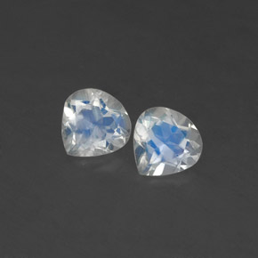 0.80 ct White Rainbow Moonstone Gemstone, Rainbow Moonstone Gem in Pear Facet Shape for Sale.