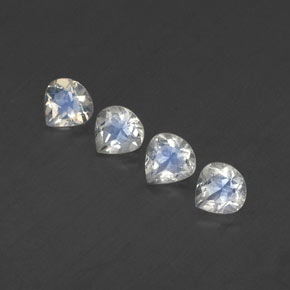 4pc 5.1 x 5mm Pear Rainbow Moonstone Lot - 1.65ct total Weight / avg. 0.41ct each, Color: Bluish White, Mohs Hardness 6 - 6.5, Photo A